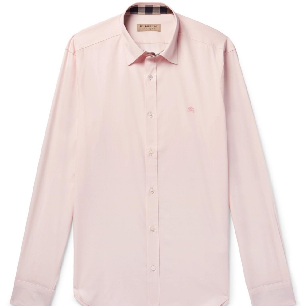 Authentic Burberry Light pink stretch check shirt